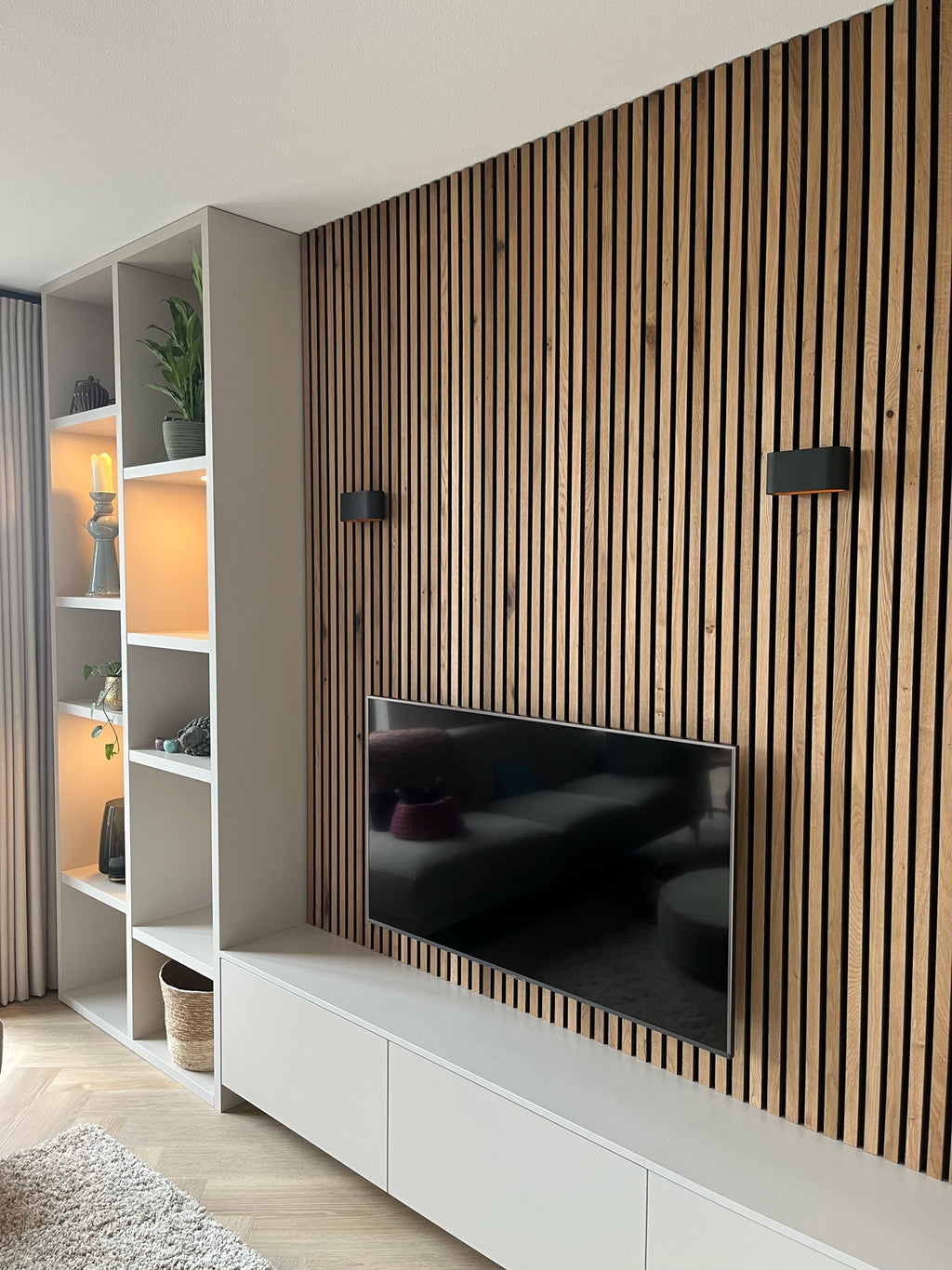 Tv meubel, Tv meubel met vakken, Akoestische wandpanelen, Ladekast, Tv meubel met lades, Tv meubel met verlichting. 